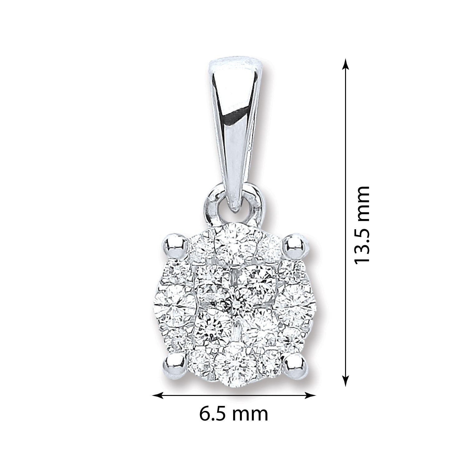 18ct White Gold 0.25ct Diamond Cluster Pendant - FJewellery