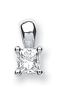 18ct White Gold 0.25ct H/VS Princess Cut Diamond Pendant - FJewellery