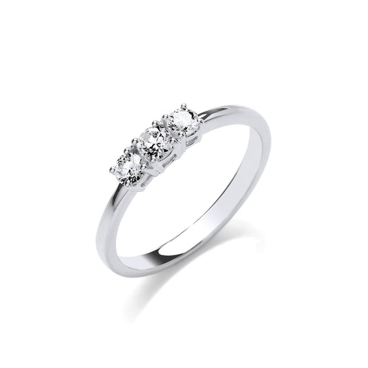 18ct White Gold 0.33ct Diamond Trilogy Ring - FJewellery