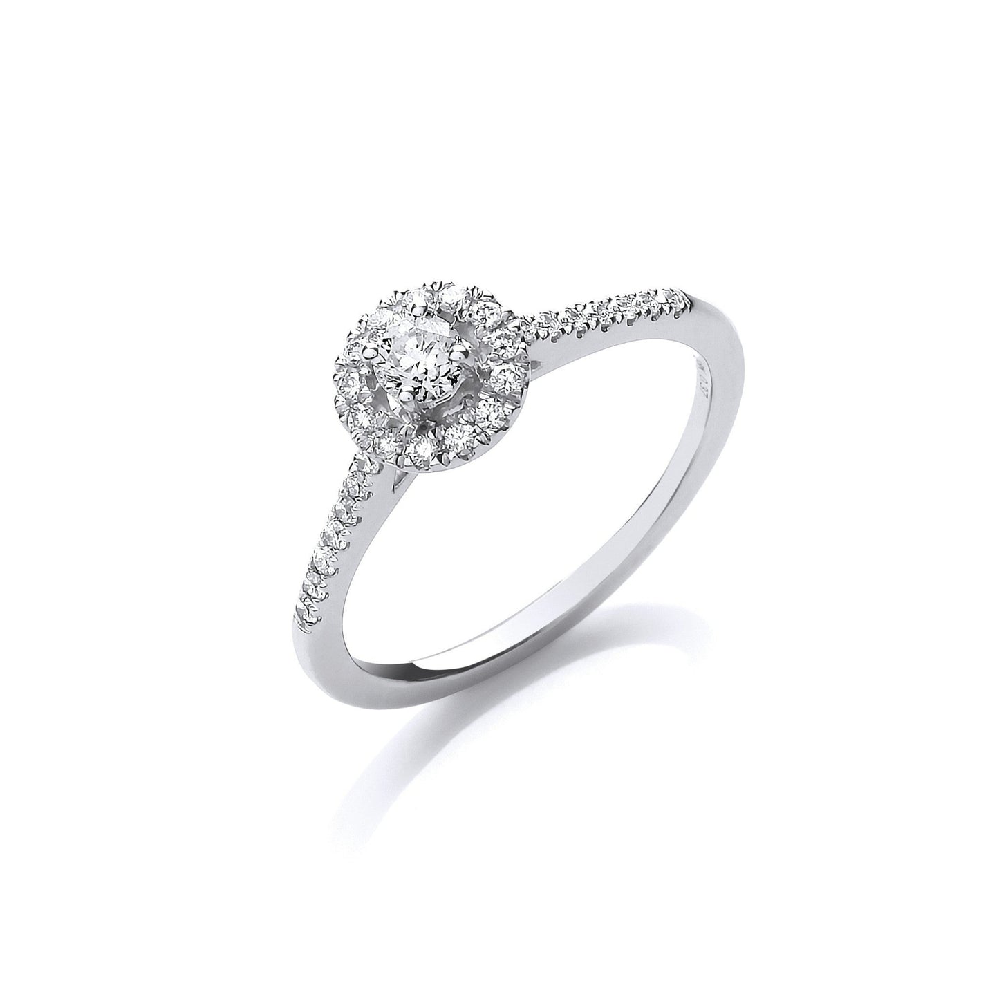 18ct White Gold 0.35ct Diamond Cluster Engagement Ring - FJewellery