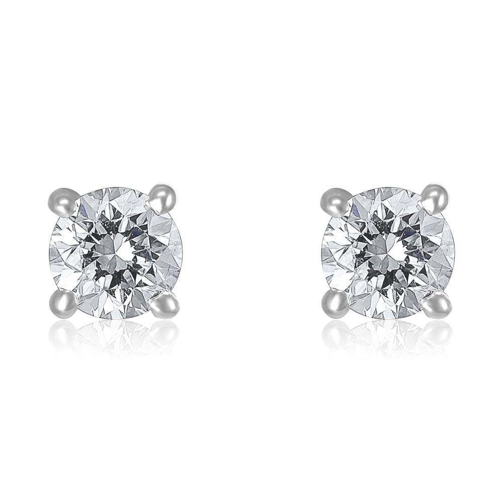 18ct White Gold 0.40ct Claw Set Diamond Stud Earrings - FJewellery
