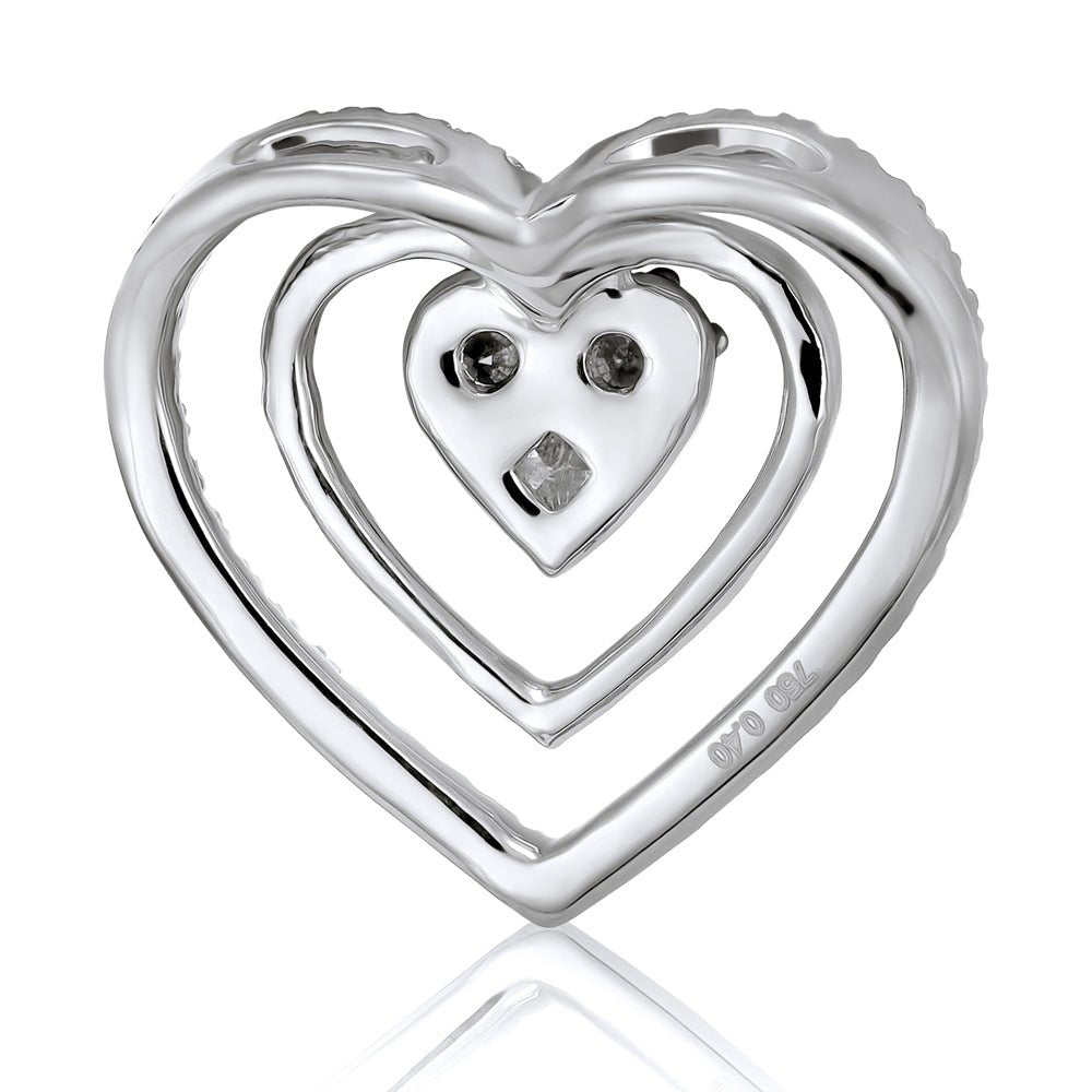 18ct White Gold 0.40ct Diamond Double Heart Pendant - FJewellery