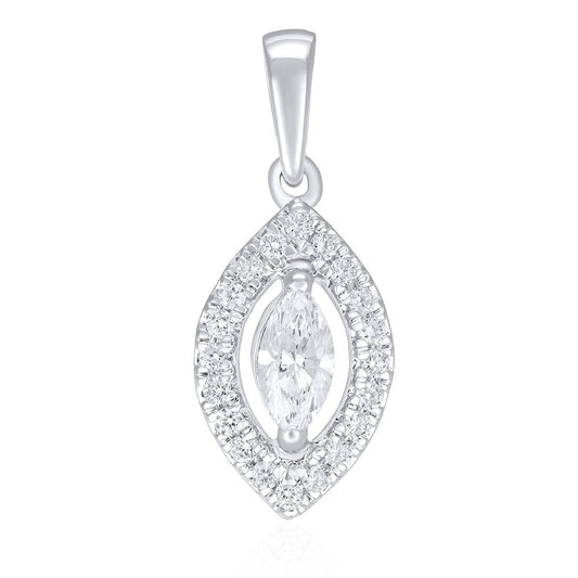 18ct White Gold 0.40ct Marquise Shaped Diamond Pendant - FJewellery