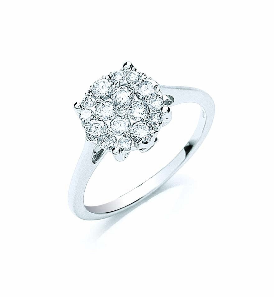 18ct White Gold 0.50ct Cluster Diamond Ring - FJewellery