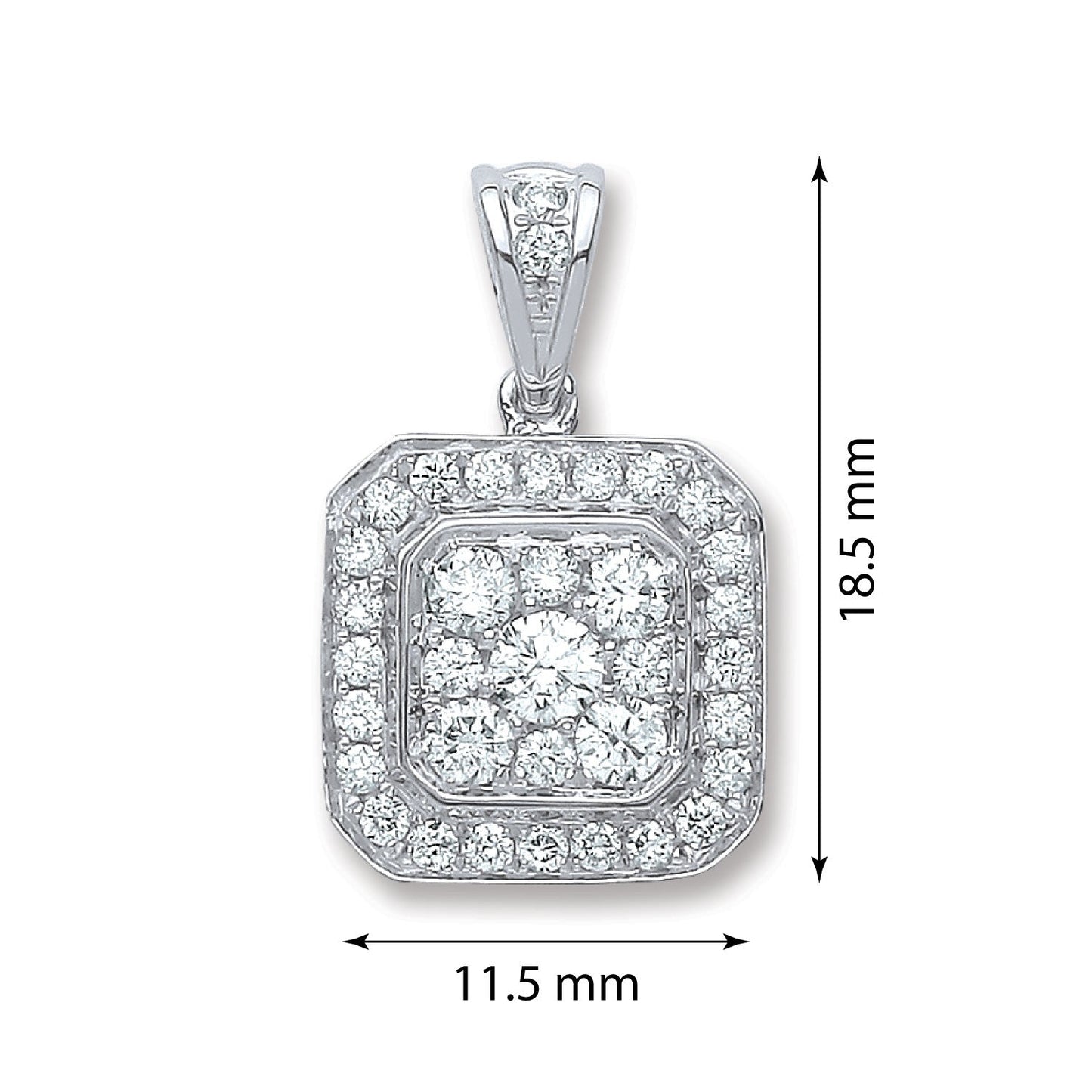 18ct White Gold 0.50ct Diamond Pendant 18.5mm - FJewellery