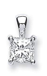 18ct White Gold 0.50ct Princess Cut Diamond Pendant - FJewellery