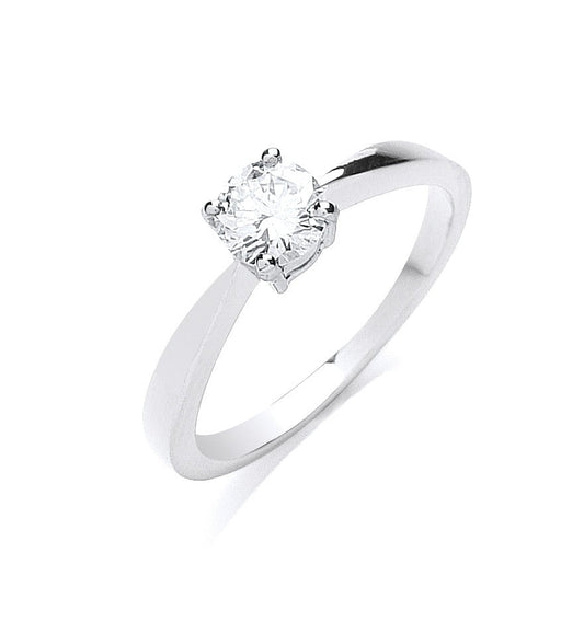 18ct White Gold 0.50ct Solitaire Diamond Engagement Ring - FJewellery