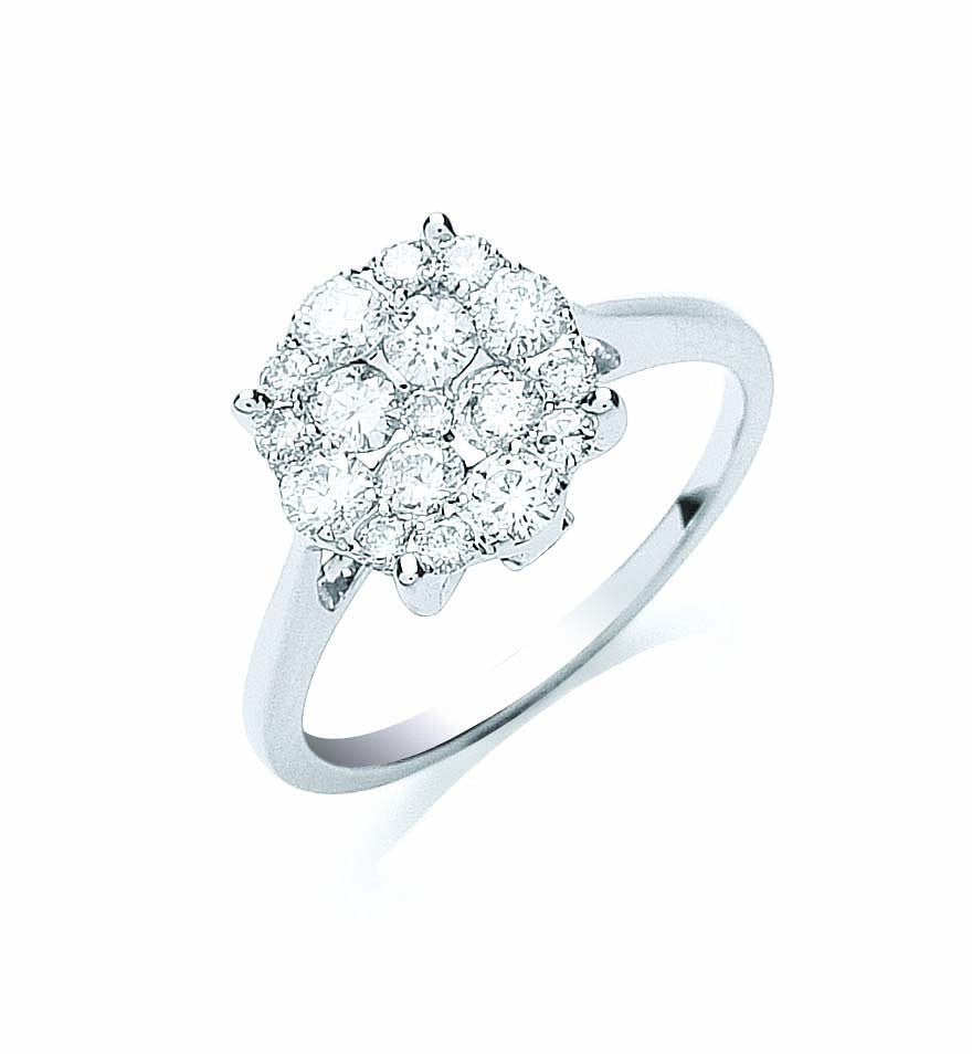 18ct White Gold 0.75ct Cluster Diamond Ring - FJewellery