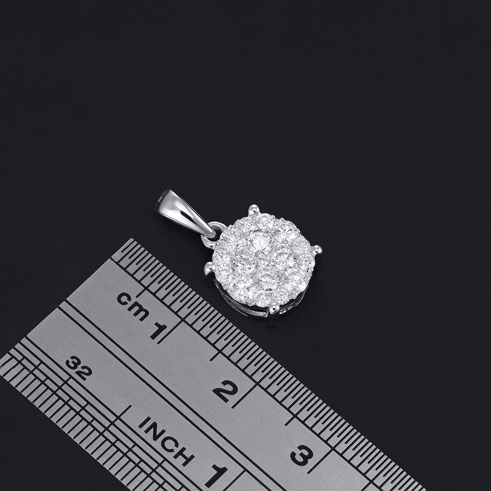 18ct White Gold 0.75ct Diamond Cluster Pendant - FJewellery