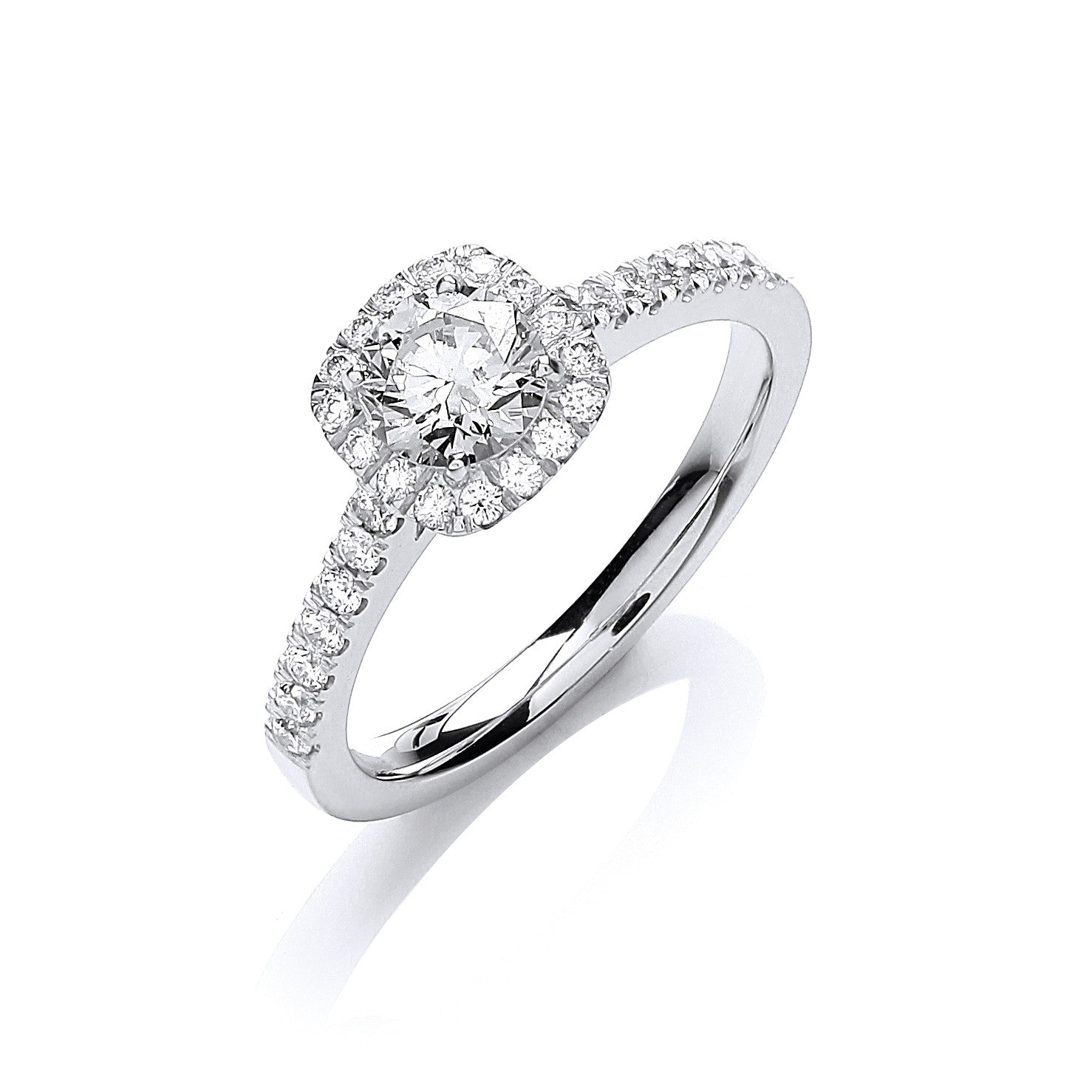 18ct White Gold 0.80ct Diamond Certificated Engagement Ring - FJewellery