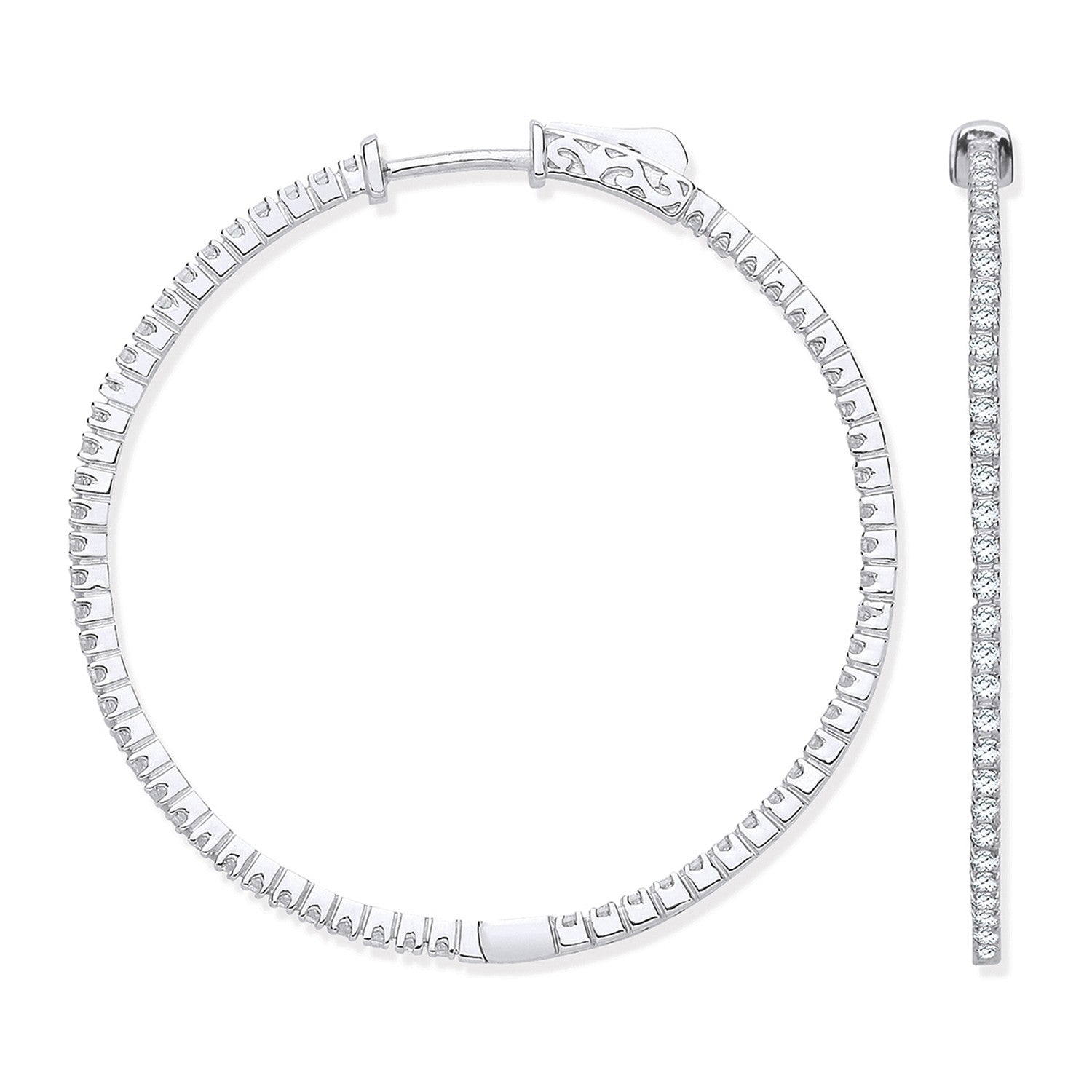 18ct White Gold 1.14ct Diamond Set Hoop Earrings - FJewellery