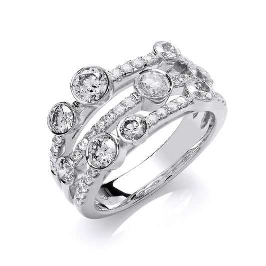 18ct White Gold 1.60ct GH-SI Diamond Dress Ring - FJewellery