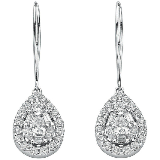18ct White Gold 1.70ct Diamond Drop Earrings - FJewellery