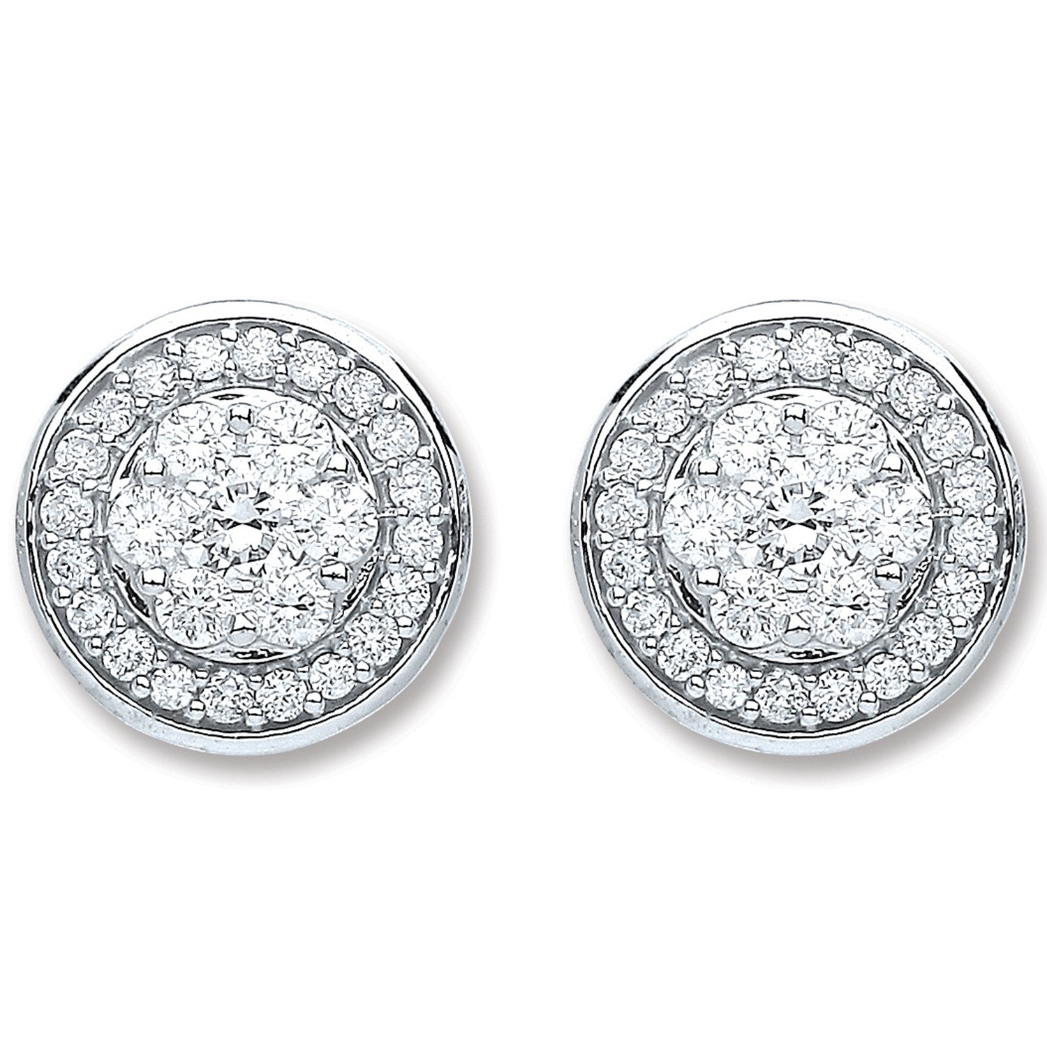 18ct White Gold And 0.50ct Diamond Circle Stud Earrings - FJewellery
