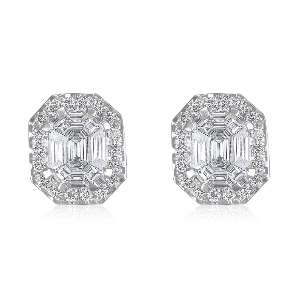 18ct White Gold Emerald-Cut Diamond Studs 1.40ct - FJewellery