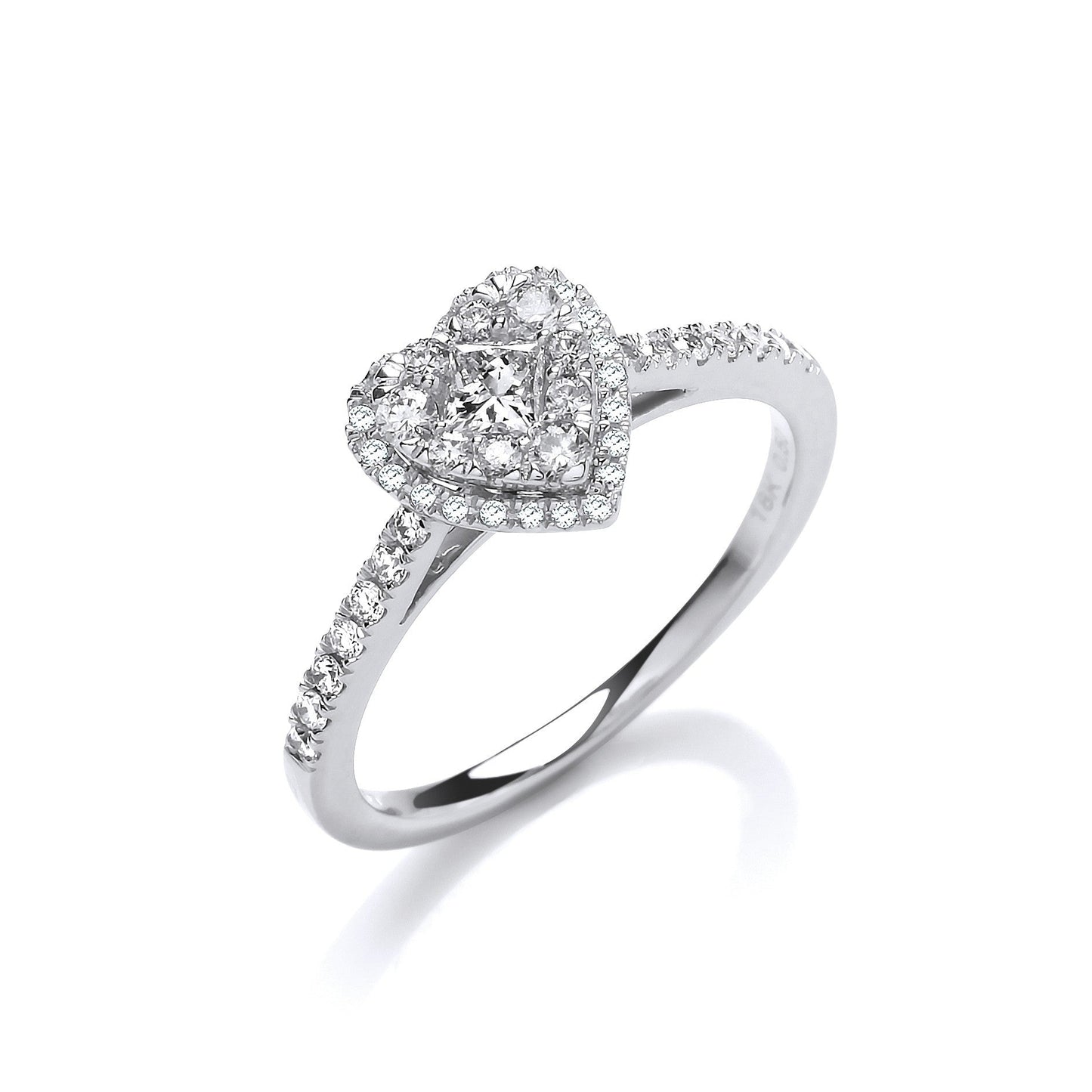 18ct white gold Heart Shaped 0.50ct Dress Ring. - FJewellery