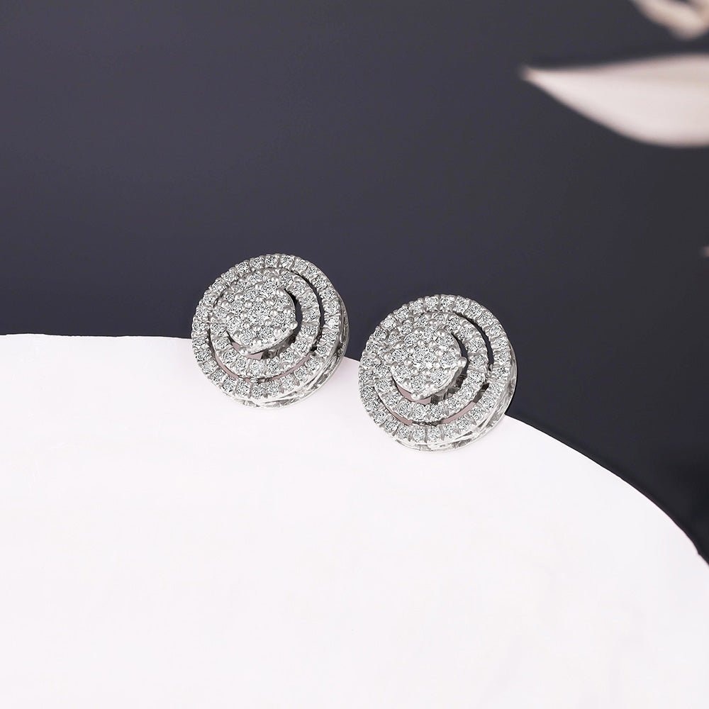 18ct White Gold Multi Circles 0.70ctw Diamond Stud Earrings - FJewellery