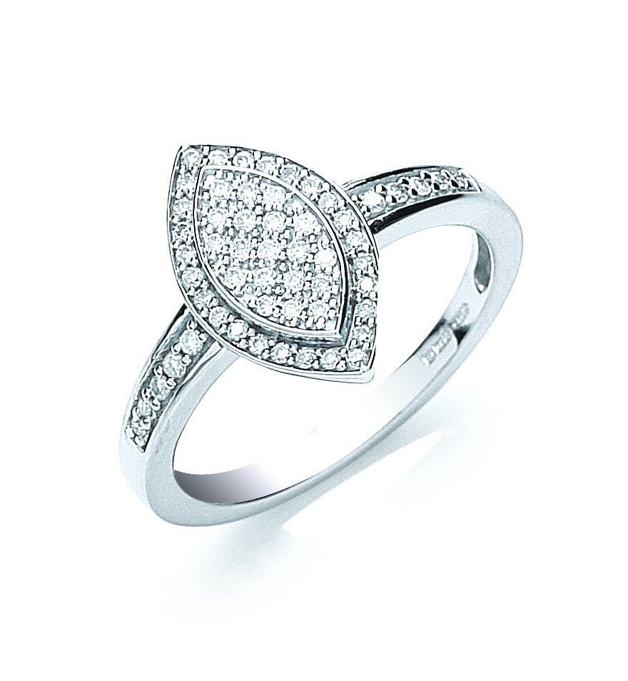 18ct White Gold Pave Set 0.25ct Diamond Ring - FJewellery
