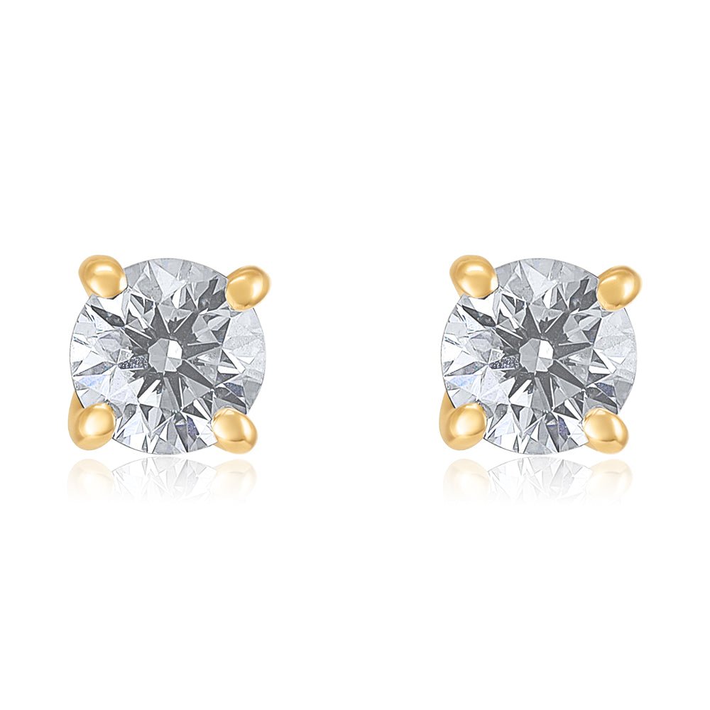 18ct Yellow Gold 0.40ct Claw Set Diamond Stud Earrings - FJewellery