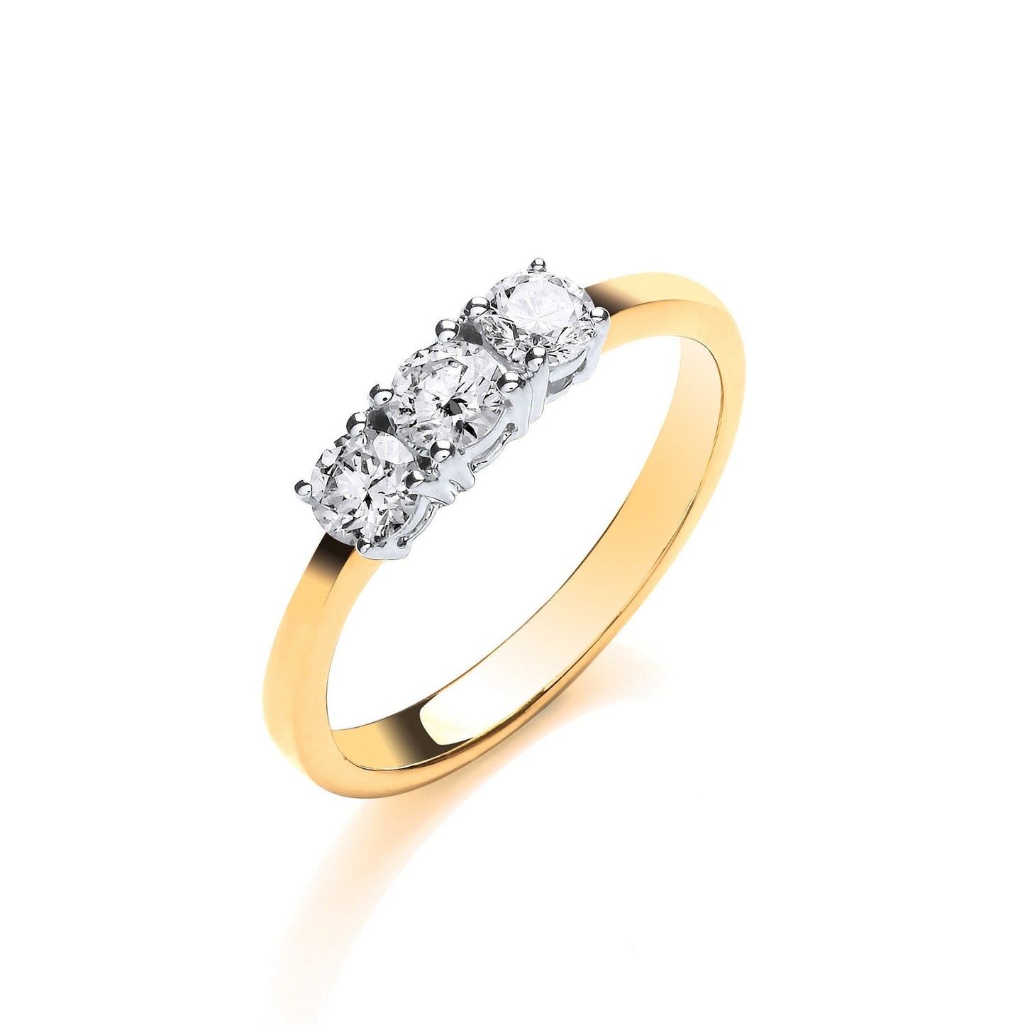18ct Yellow Gold 0.50ct Diamond Trilogy Ring - FJewellery