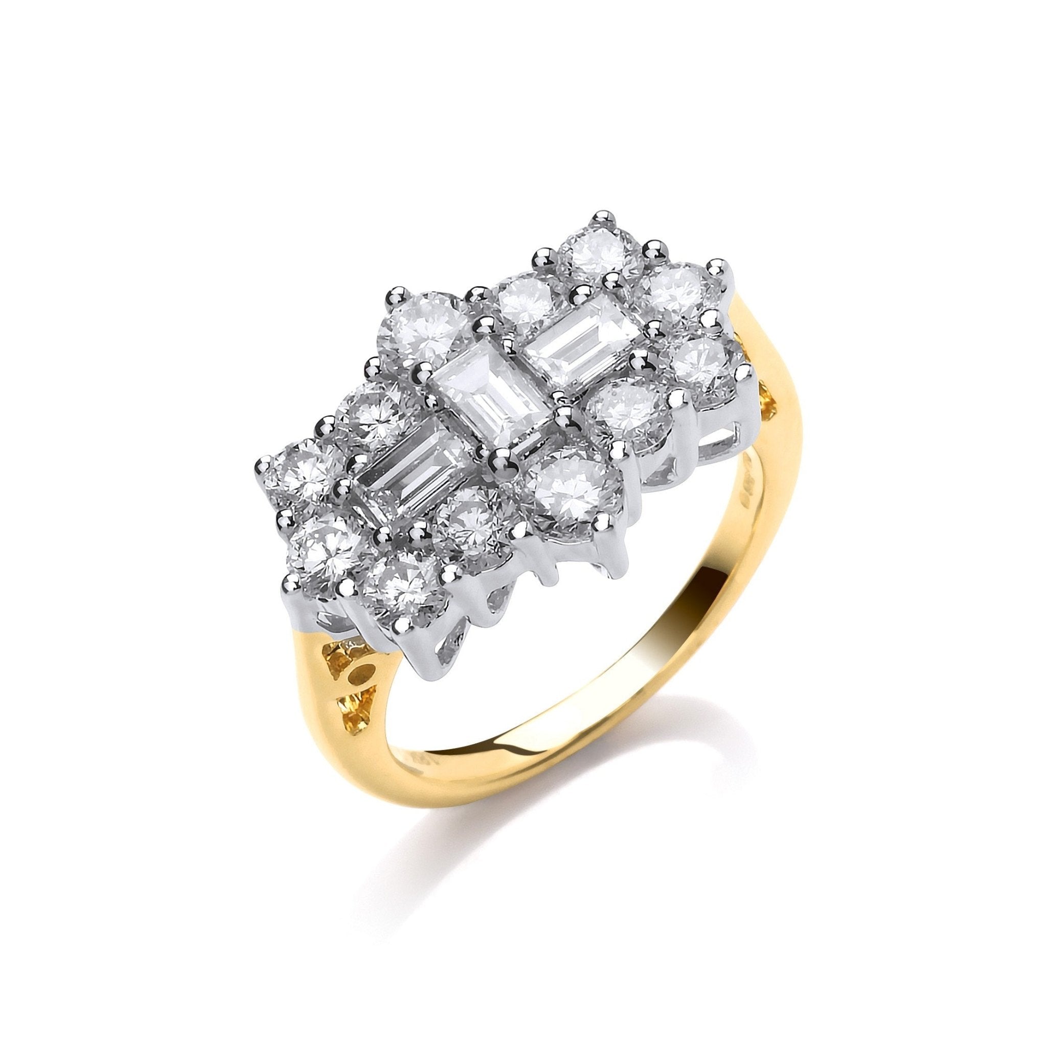 18ct Yellow Gold 2.00ct Diamond Boat/Cluster Ring - FJewellery