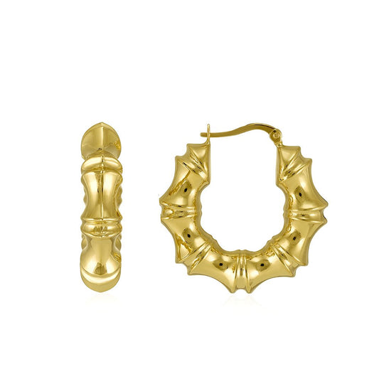 18ct yellow gold Bamboo Creole Earrings PKP0001 - FJewellery