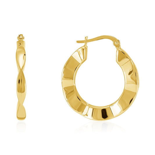18ct yellow gold Faceted Creole Earrings PKP0069 - FJewellery