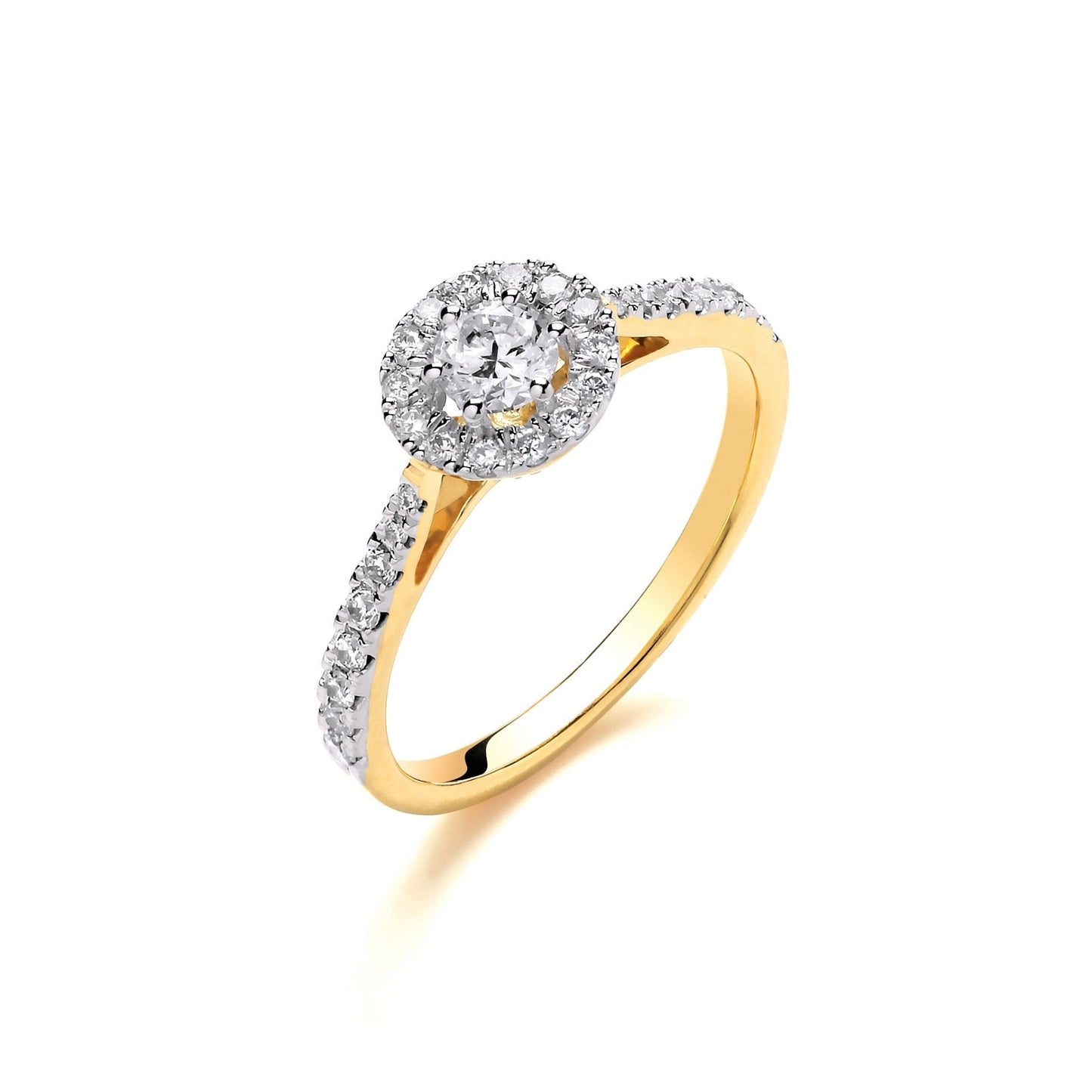 18ct Yellow Gold Halo Style 0.50ct Diamond Ring - FJewellery