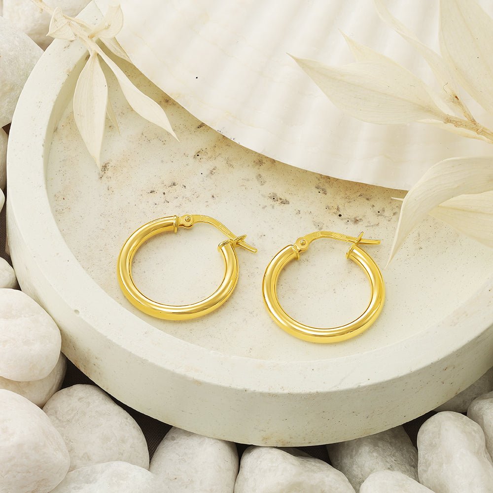 18ct yellow gold Plain Hoop Earrings TE5556 - FJewellery