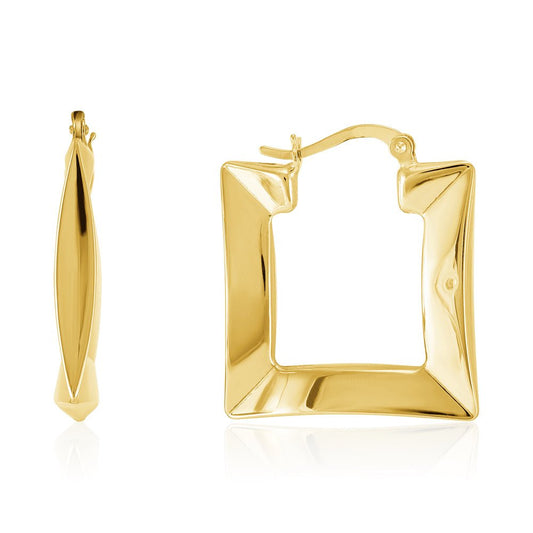 18ct yellow gold Square Creole Earrings PKP0071 - FJewellery