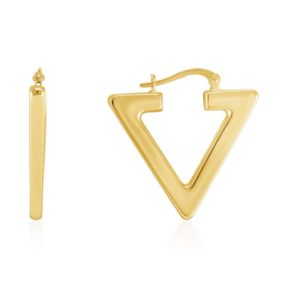 18ct yellow gold Triangle Creole Earrings PKP0027 - FJewellery