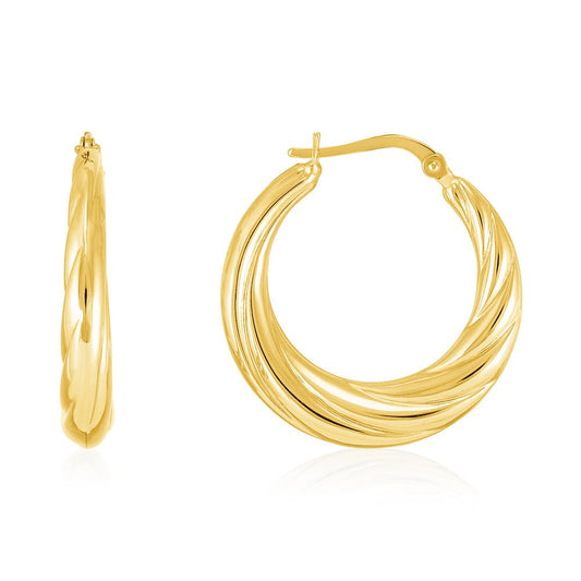 18ct yellow gold Twisted Creole Earrings PKP0034 - FJewellery
