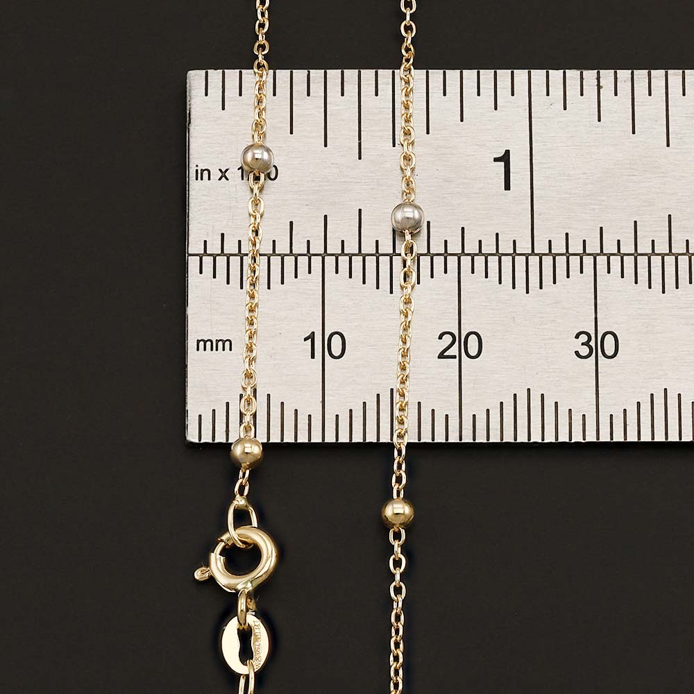 18ct Yellow & White Gold Fancy Chain -1.2mm - 18" - FJewellery