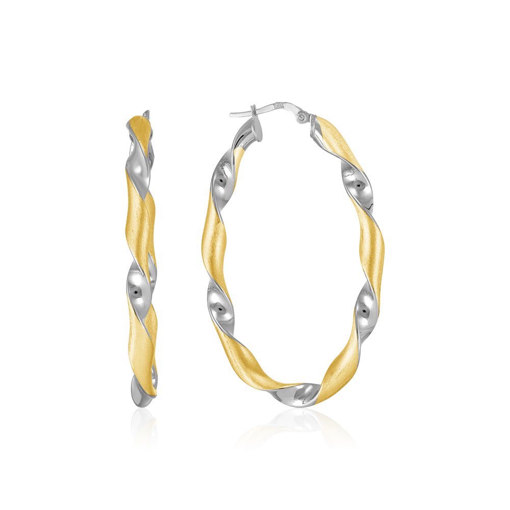 18ct Yellow & White gold Twisted Creole Earrings TE0434 - FJewellery
