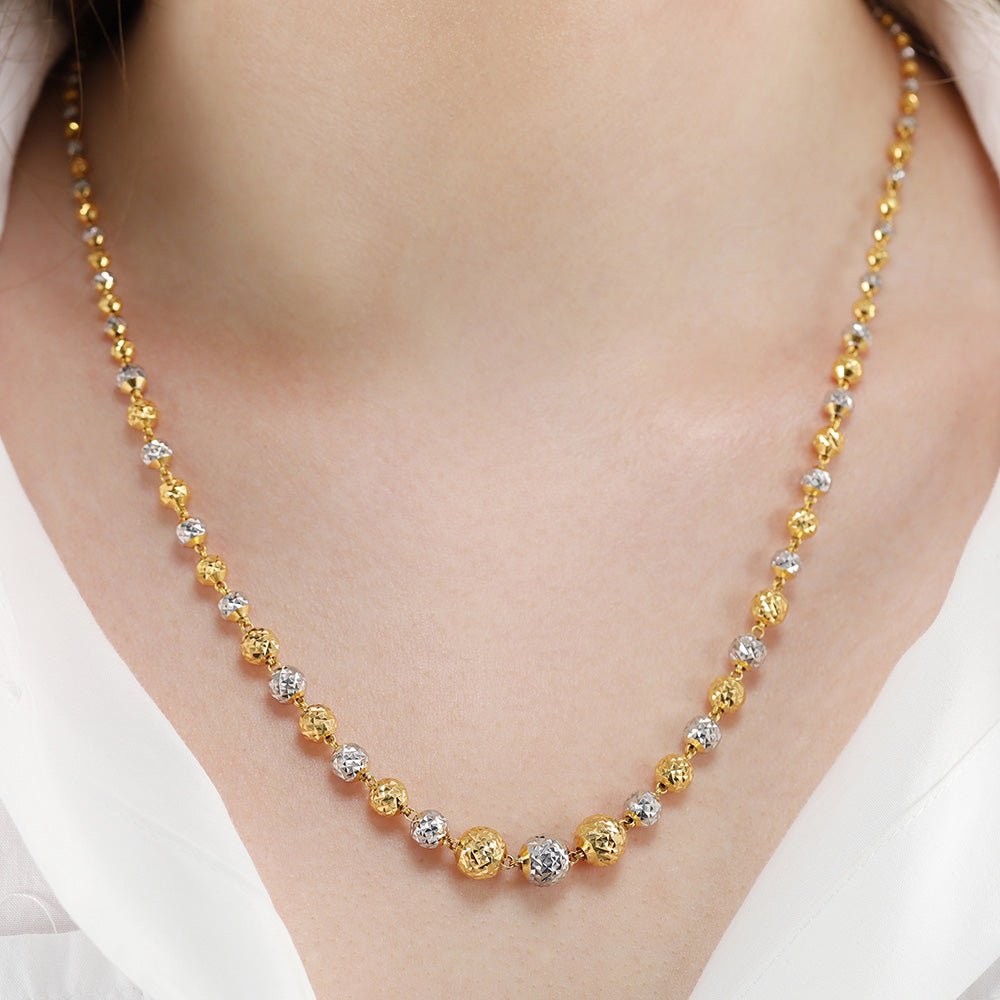 22ct Yellow and white Fancy Gold Necklace 02015197 - FJewellery