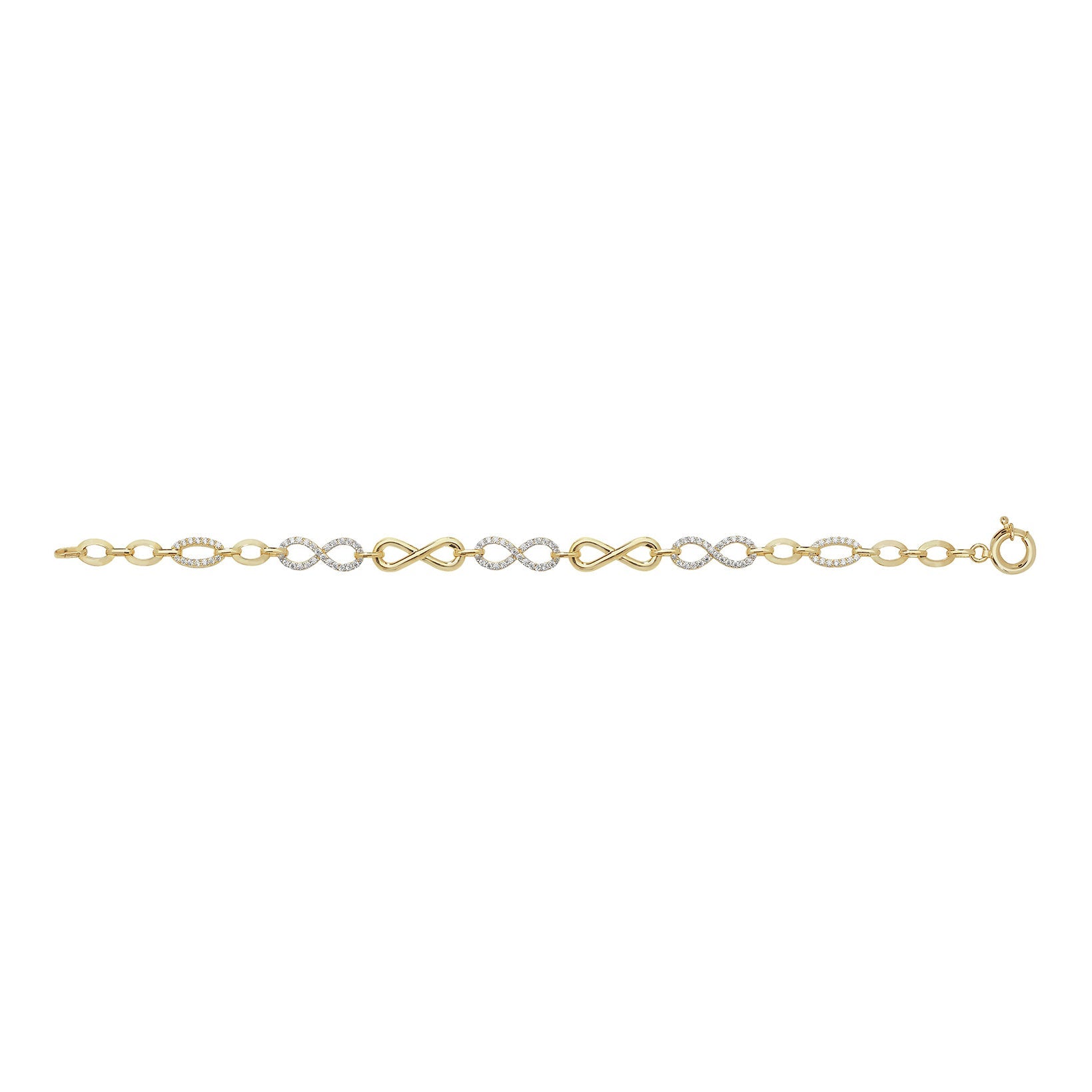9 Carat Yellow Gold CZ Infinity Bracelet - 7.5 Inches - FJewellery