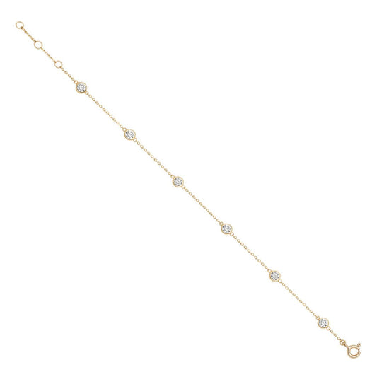 9 Carat Yellow Gold Spectacle CZ Bracelet - 7 Inches - FJewellery