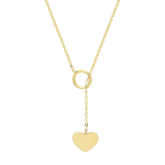 9 Carat Yellow Gold Toggle Style Heart Necklace - 15"+2" - FJewellery