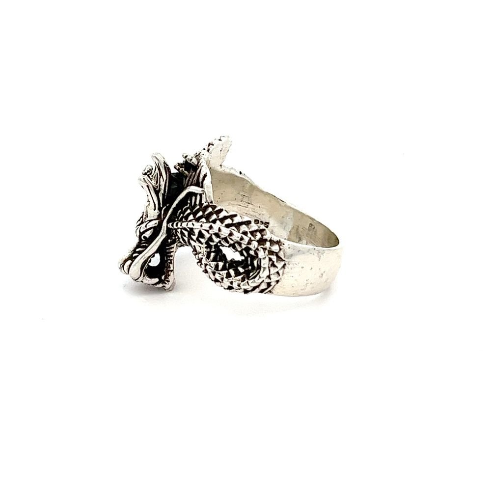 925 silver full dragon ring with open claw and gemstone AS0012 - FJewellery