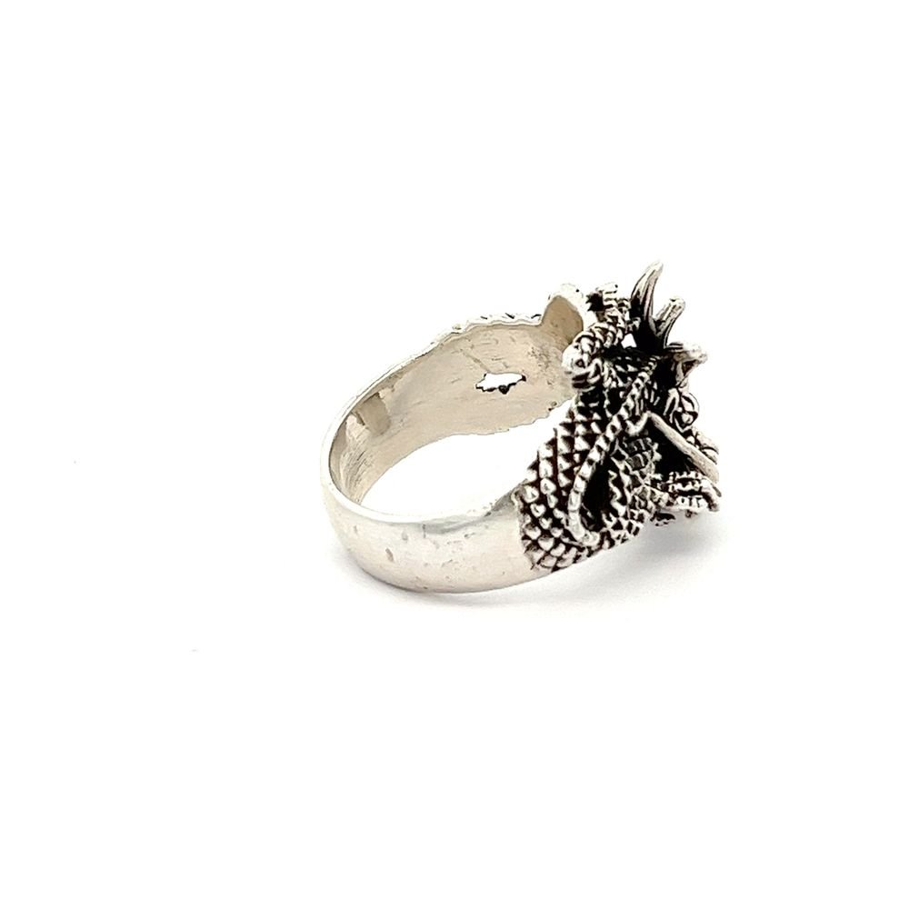 925 silver full dragon ring with open claw and gemstone AS0012 - FJewellery