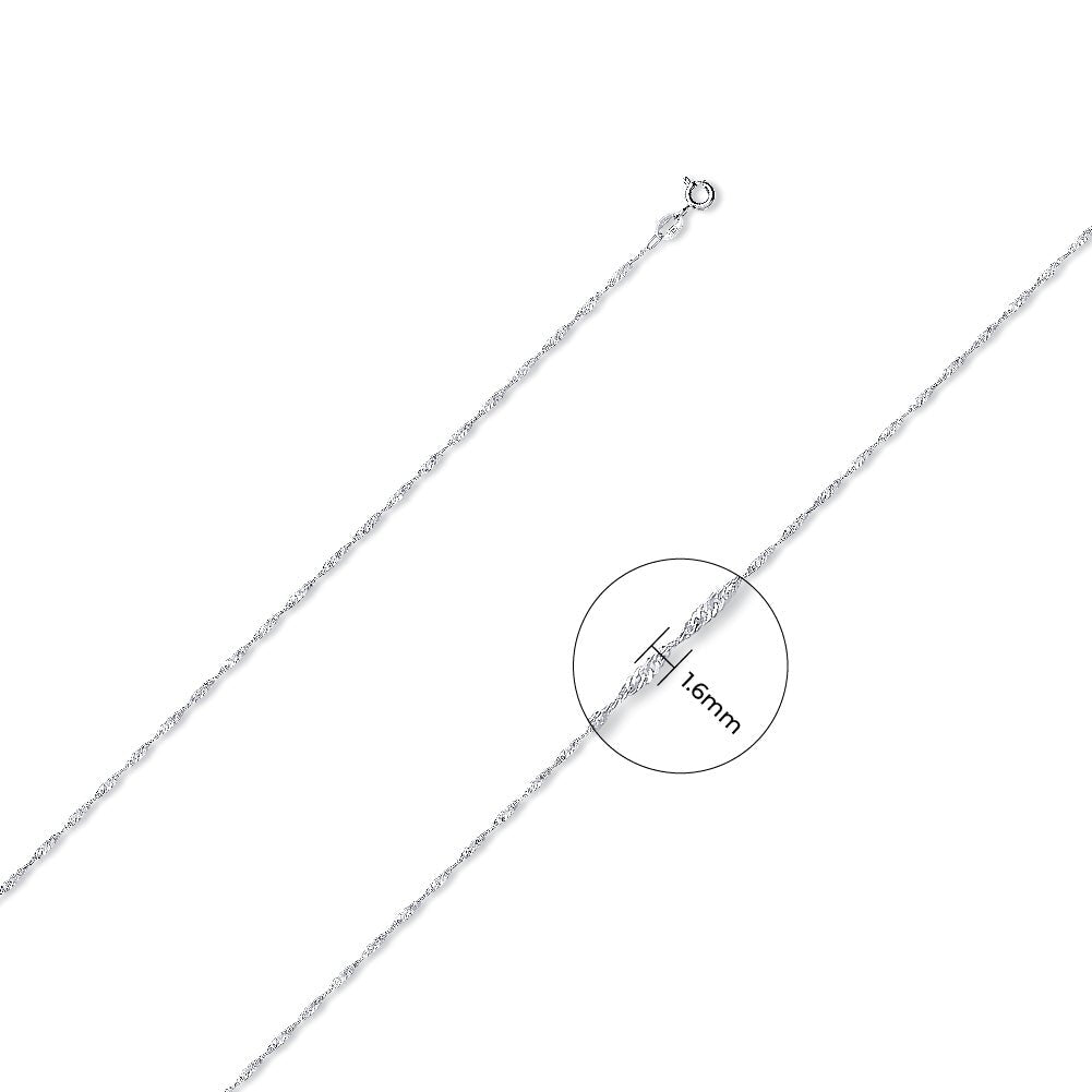 925 Sterling Silver 2mm Twisted Necklace Chain - FJewellery