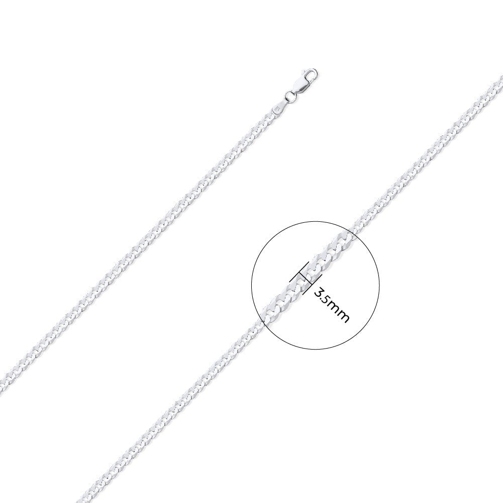 925 Sterling Silver 3.5mm Curb Chain - FJewellery