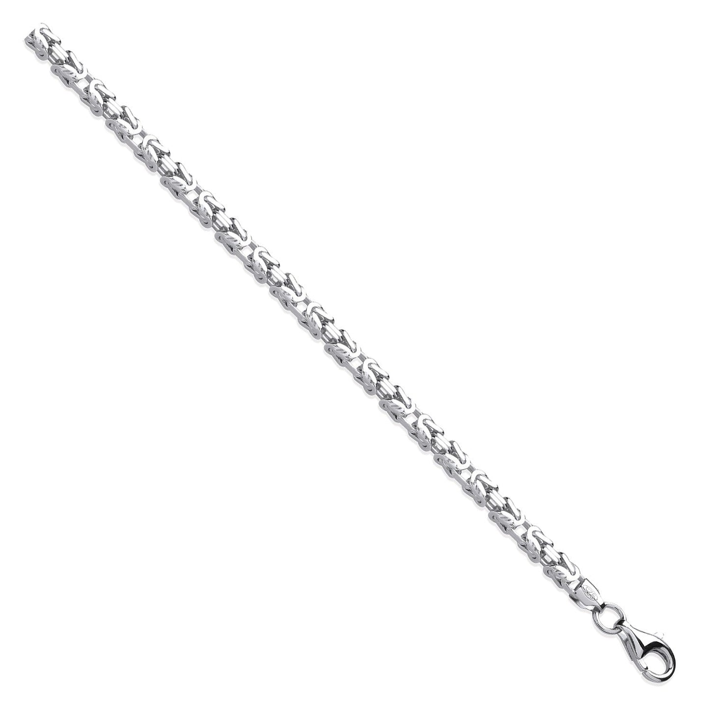 925 Sterling Silver 4mm Square Byzantine Chain - FJewellery