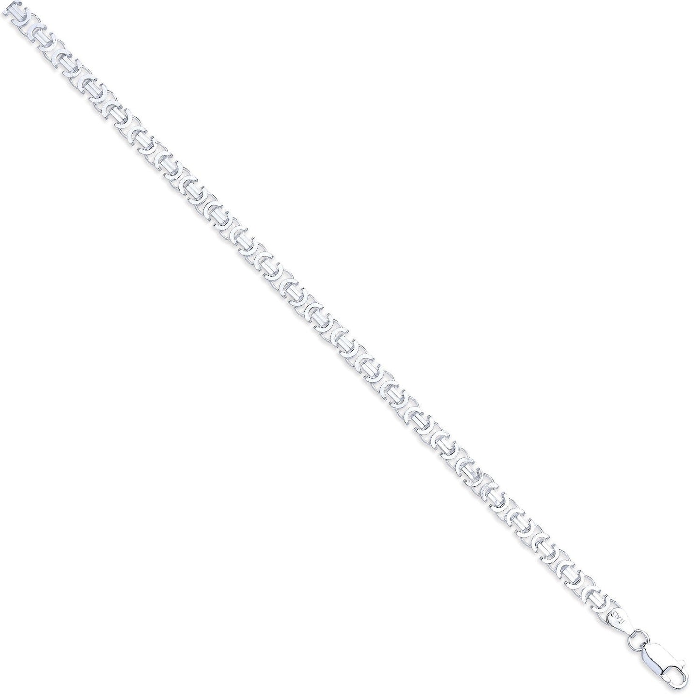 925 Sterling Silver 5.5mm Flat Byzantine Necklace Chain - FJewellery