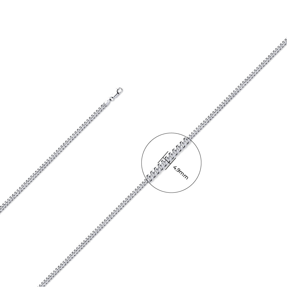 925 Sterling Silver 5mm Domed Curb Chain - FJewellery
