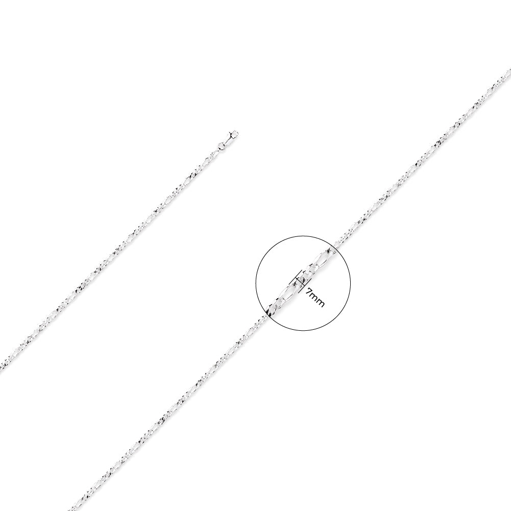 925 Sterling Silver 7.5mm Figaro Chain - FJewellery