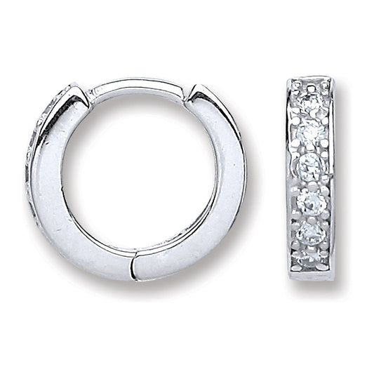 925 Sterling Silver And Cz Baby Huggies Earrings - FJewellery