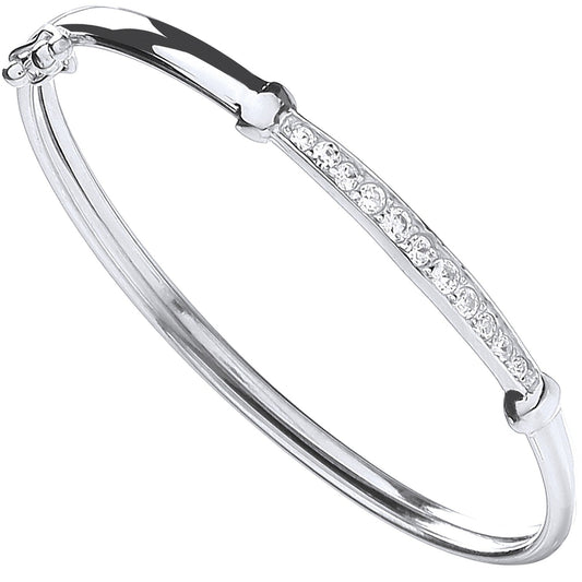 925 Sterling Silver Baby Cz Bangle - FJewellery