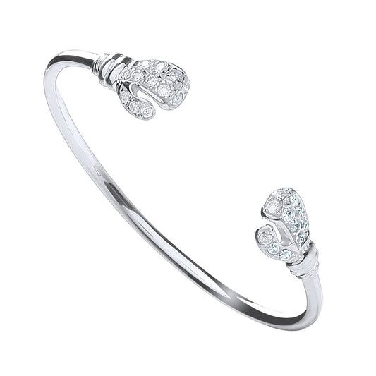 925 Sterling Silver Baby Cz Boxing Glove Bangle - FJewellery