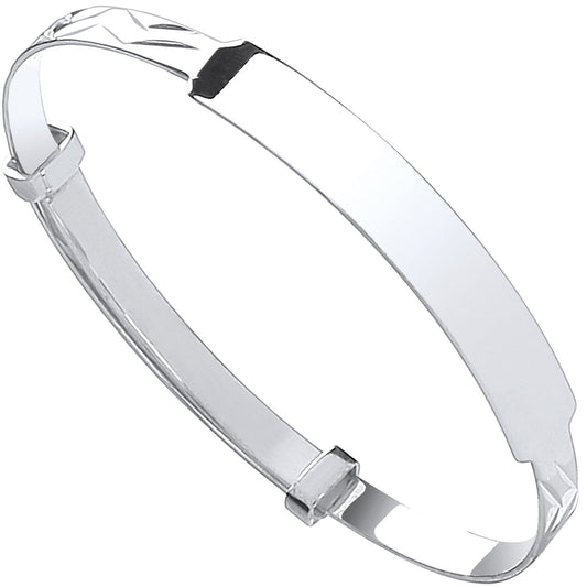 925 Sterling Silver Baby Expandable Id Bangle - FJewellery